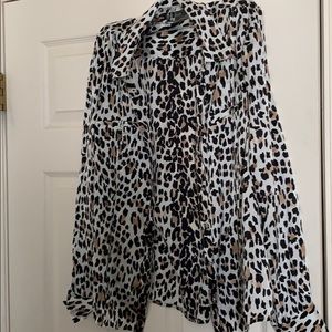 White house black market cheetah print blouse